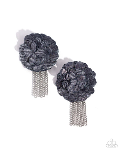 Paparazzi ♥ Dauntless Denim - Blue ♥ Post Earrings