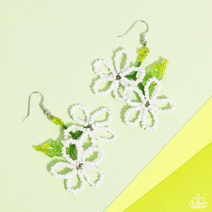 Paparazzi ♥ Beaded Blooms - White ♥ Earrings