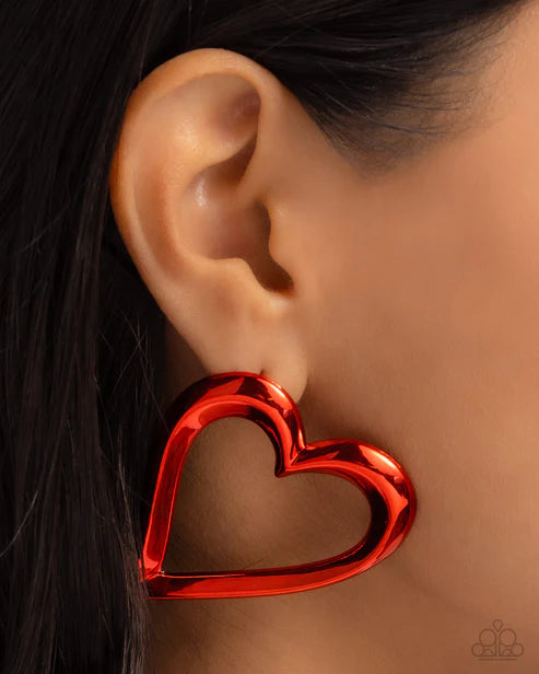 Paparazzi ♥ Admirable Acclaim - Red ♥ Post Earrings