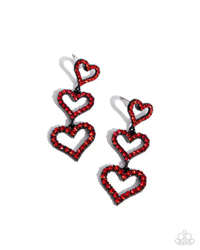 Paparazzi ♥ Sweetheart Succession - Red ♥ Post Earrings