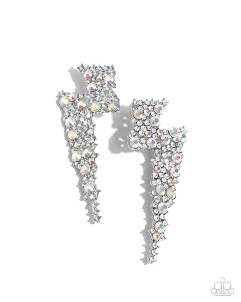 Paparazzi ♥ Electric Effulgence - White ♥ Post Earrings