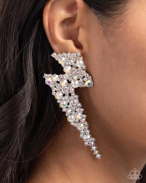 Paparazzi ♥ Electric Effulgence - White ♥ Post Earrings