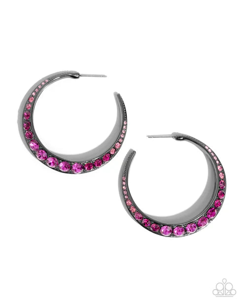 Paparazzi ♥ Embedded Edge - Pink ♥ Earrings