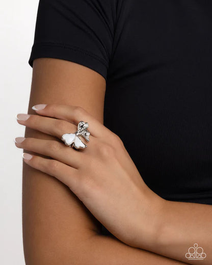 Paparazzi ♥ BOW-stopper - White ♥ Ring