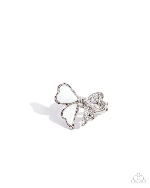 Paparazzi ♥ BOW-stopper - White ♥ Ring