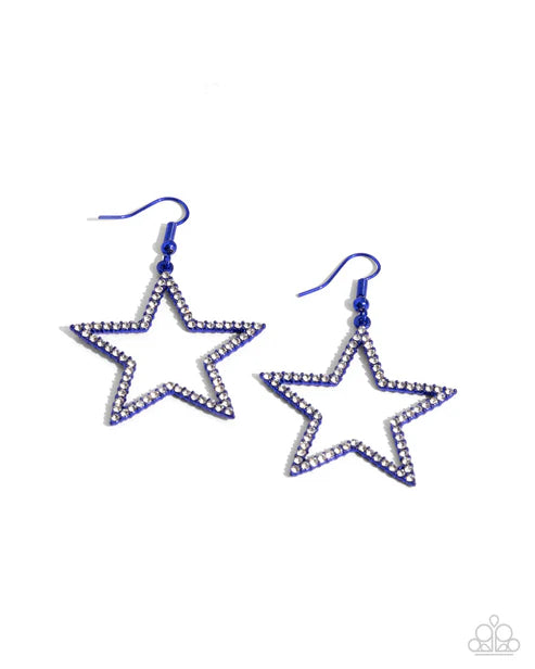 Paparazzi ♥ Streamlined Stars - Blue ♥ Earrings