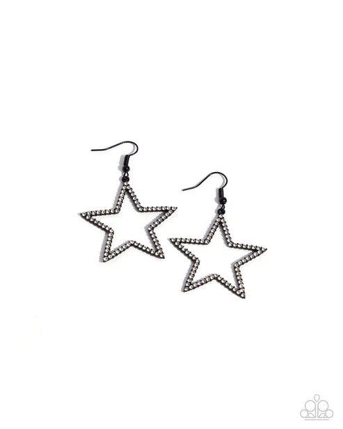 Paparazzi ♥ Streamlined Stars - Black ♥ Earrings