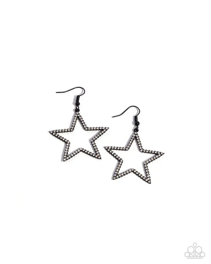 Paparazzi ♥ Streamlined Stars - Black ♥ Earrings