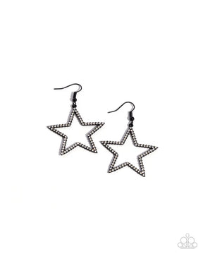 Paparazzi ♥ Streamlined Stars - Black ♥ Earrings