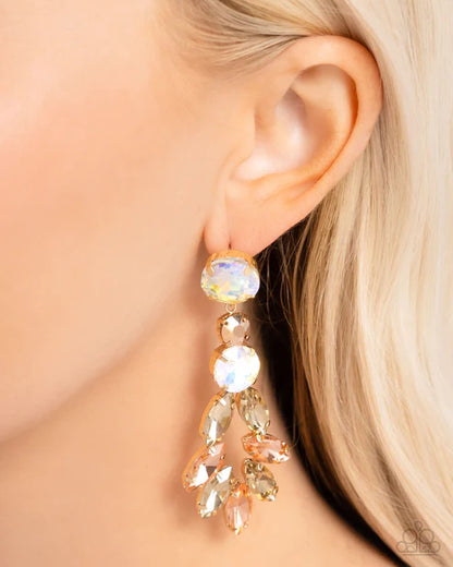 Paparazzi ♥ Cascading Cache - Gold ♥ Post Earrings