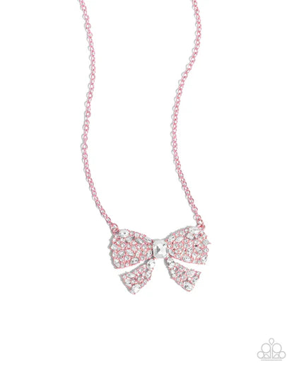 Paparazzi ♥ Bewitching Bow - Pink ♥ Necklace