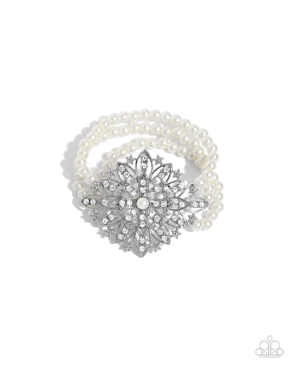 Paparazzi ♥ Flattering Florals - White ♥ Bracelet