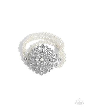 Paparazzi ♥ Flattering Florals - White ♥ Bracelet