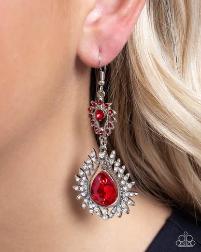 Paparazzi ♥ Teardrop Traveler - Red ♥ Earrings