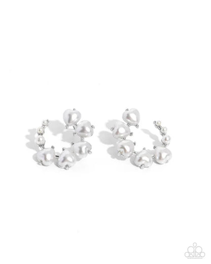 Paparazzi ♥ Castle Courting - White ♥ Post Earrings