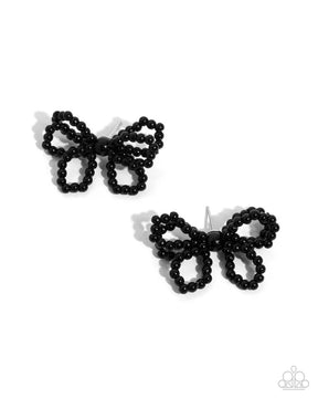 Paparazzi ♥ Opera Fanatic - Black ♥ Post Earrings