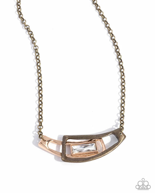 Paparazzi ♥ Interlocked Improv - Brass ♥ Necklace