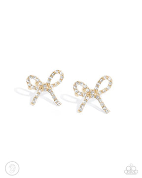 Paparazzi ♥ Convincing Charm - Gold ♥ Post Earrings