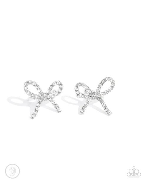 Paparazzi ♥ Convincing Charm - White ♥ Post Earrings