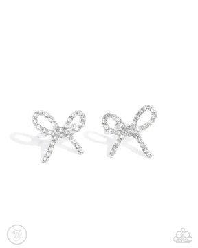 Paparazzi ♥ Convincing Charm - White ♥ Post Earrings