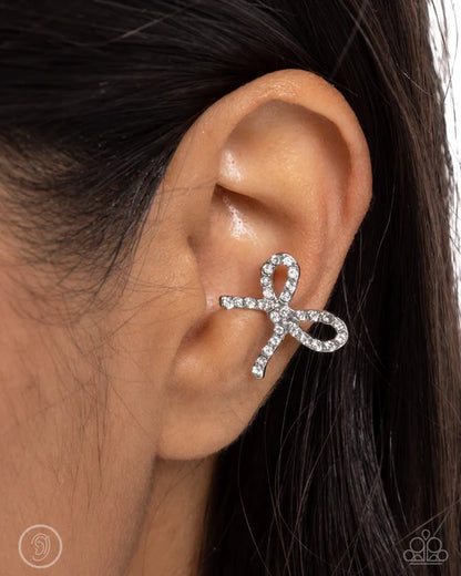 Paparazzi ♥ Convincing Charm - White ♥ Post Earrings
