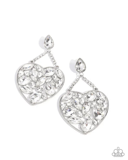 Paparazzi ♥ Glittery Gait - White ♥ Post Earrings