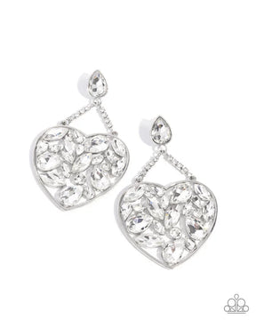 Paparazzi ♥ Glittery Gait - White ♥ Post Earrings