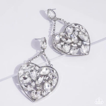 Paparazzi ♥ Glittery Gait - White ♥ Post Earrings