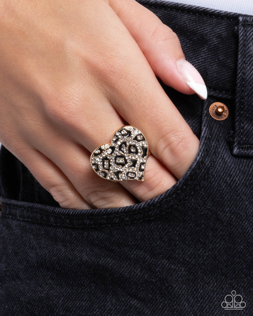 Paparazzi ♥ Cheetah Cameo - Gold ♥ Ring