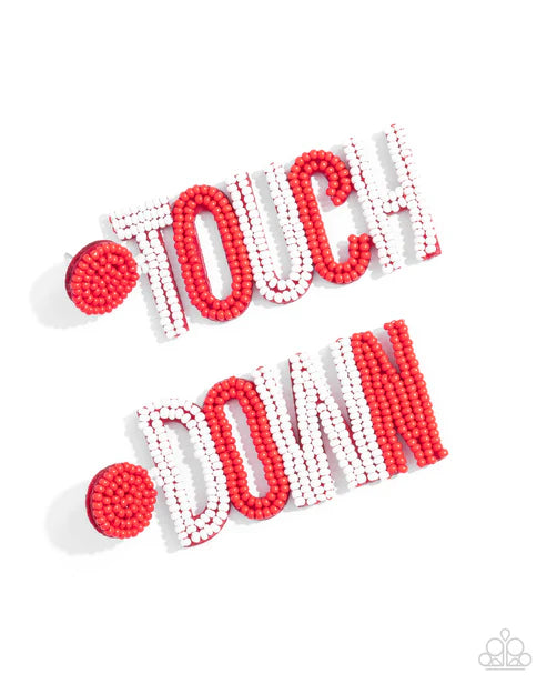 Paparazzi ♥ Touchdown Texture - Red ♥ Post Earrings