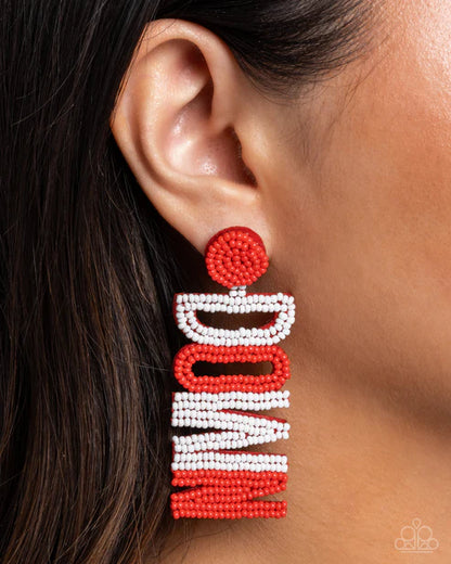 Paparazzi ♥ Touchdown Texture - Red ♥ Post Earrings