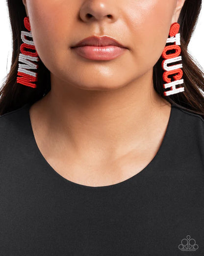 Paparazzi ♥ Touchdown Texture - Red ♥ Post Earrings