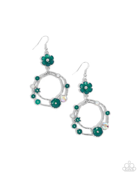 Paparazzi ♥ Wreathed Waikiki - Green ♥ Earrings