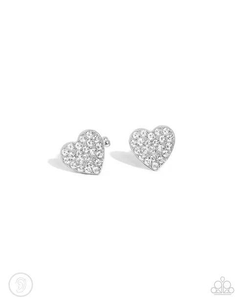 Paparazzi ♥ As Far As It GLOWS - White ♥ Post Earrings