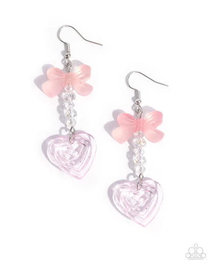 Paparazzi ♥ Feminine Freefall - Pink ♥ Earrings