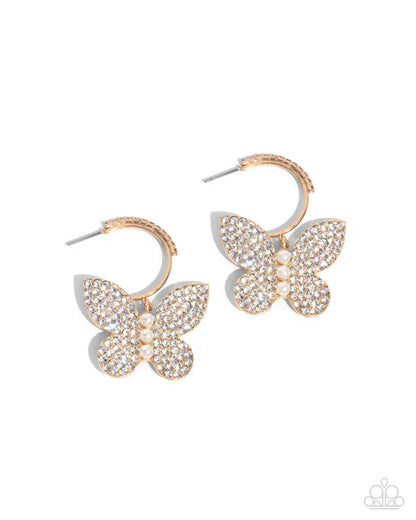 Paparazzi ♥ Butterfly Boundary - Gold ♥ Earrings