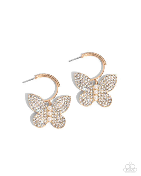 Paparazzi ♥ Butterfly Boundary - Gold ♥ Earrings