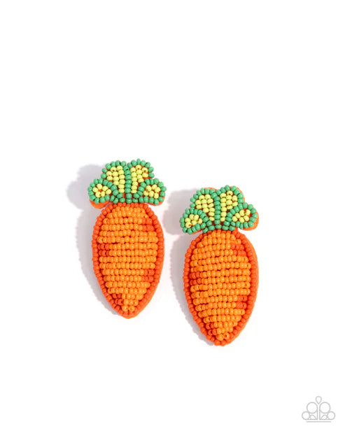 Paparazzi ♥ Carefree Carrot - Orange ♥ Post Earrings