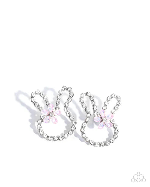 Paparazzi ♥ Bunny Backdrop - Pink ♥ Post Earrings