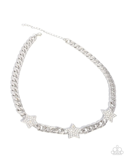 Paparazzi ♥ Uncle Sam Stars - White ♥ Necklace