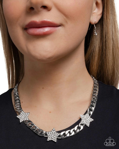 Paparazzi ♥ Uncle Sam Stars - White ♥ Necklace