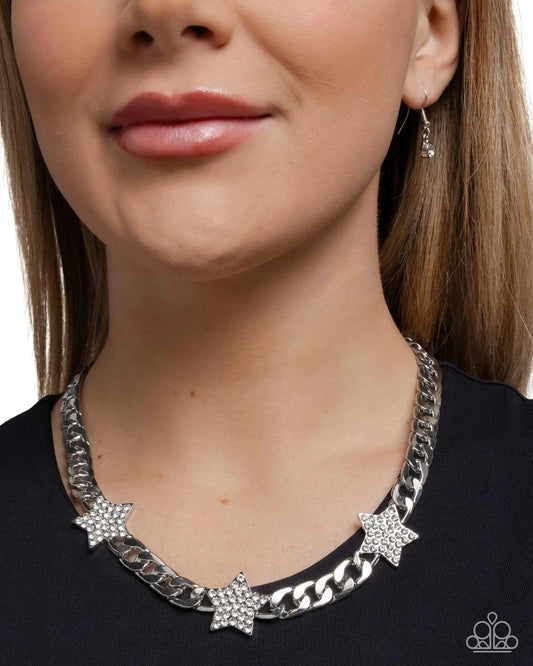 Paparazzi ♥ Uncle Sam Stars - White ♥ Necklace