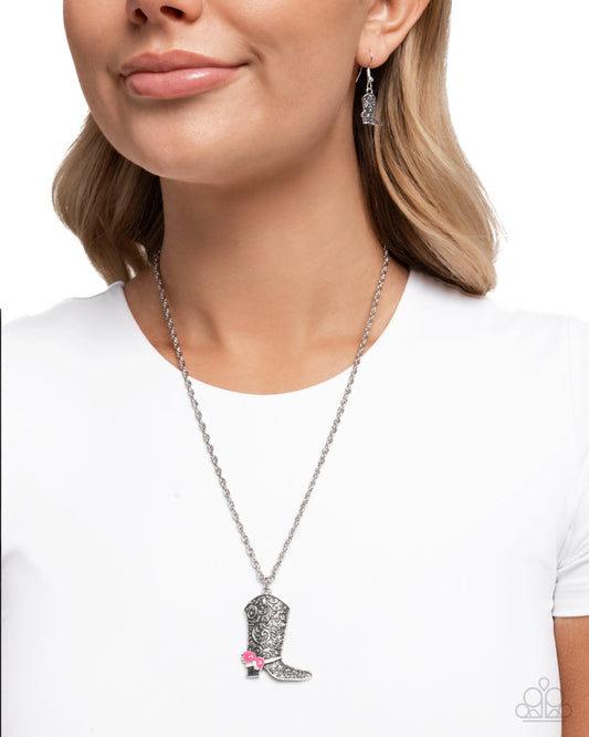 Paparazzi ♥ Blazing Boot - Pink ♥ Necklace