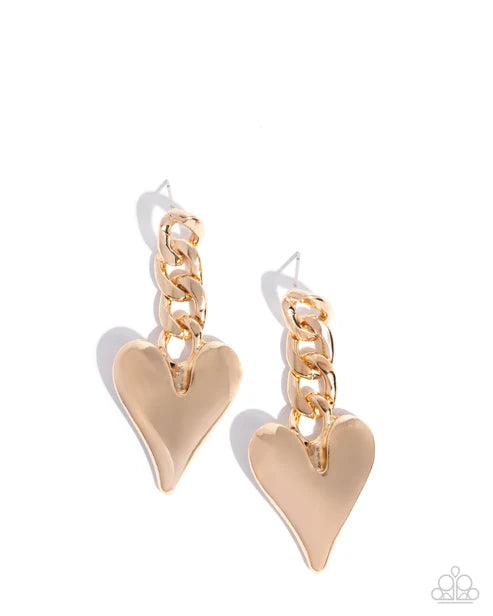 Paparazzi ♥ Mechanic Match - Gold ♥ Post Earrings