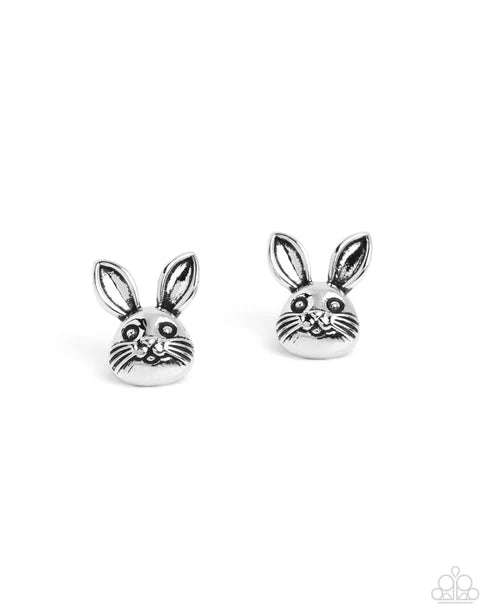 Paparazzi ♥ Bodacious Bunny - Silver ♥ Post Earrings