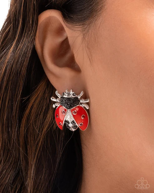 Paparazzi ♥ Lavish Ladybug - Red ♥ Post Earrings