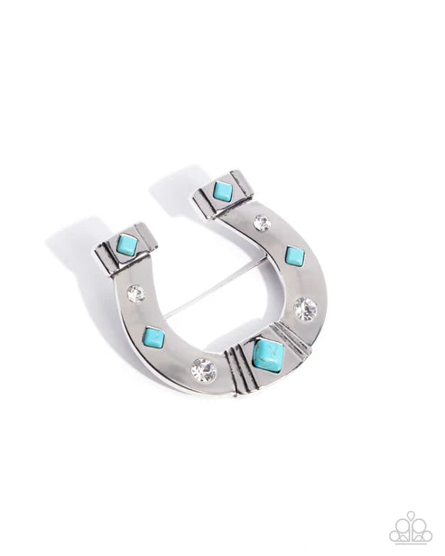 Paparazzi ♥ Horseshoe Horizon - Blue ♥ Brooch