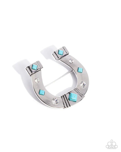 Paparazzi ♥ Horseshoe Horizon - Blue ♥ Brooch