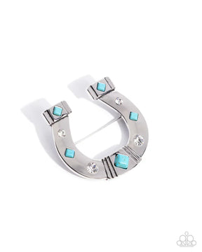 Paparazzi ♥ Horseshoe Horizon - Blue ♥ Brooch