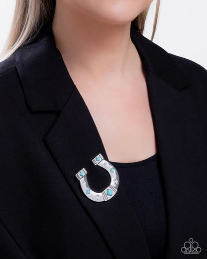 Paparazzi ♥ Horseshoe Horizon - Blue ♥ Brooch